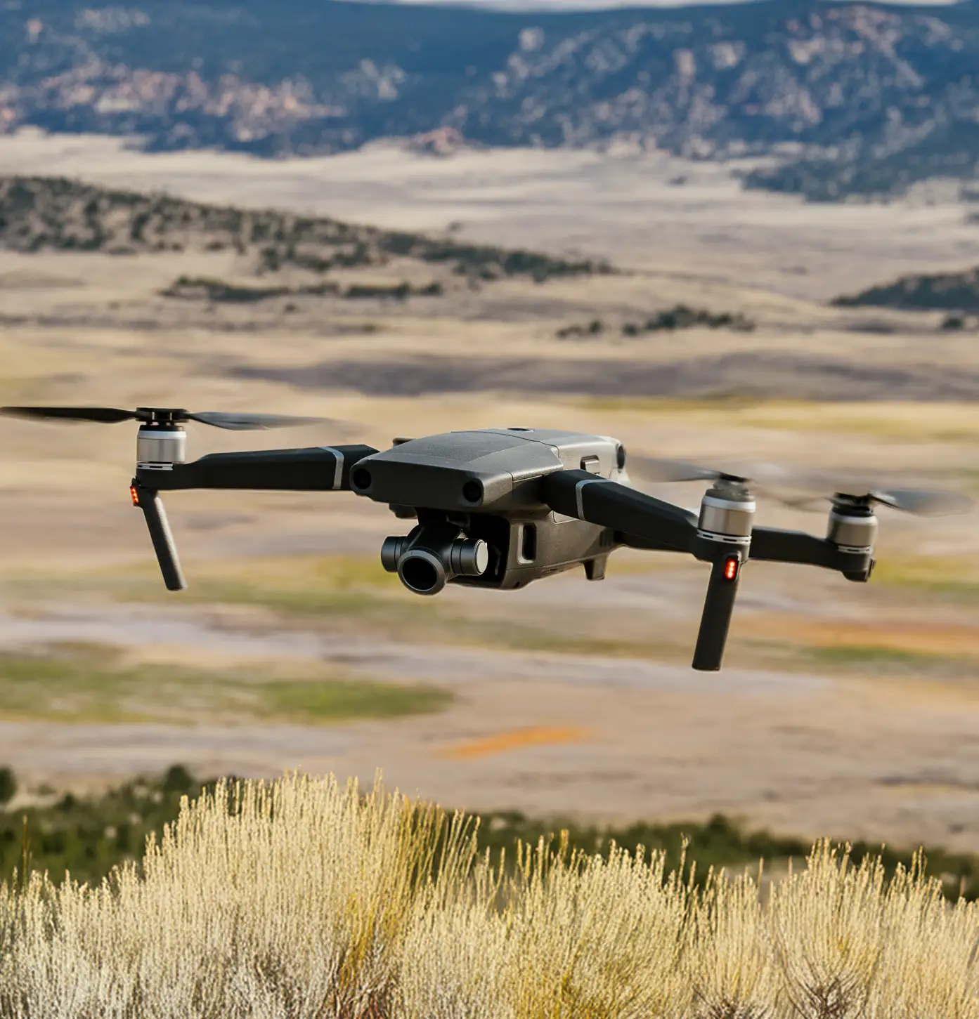 Drone over vast terrain in western United States
