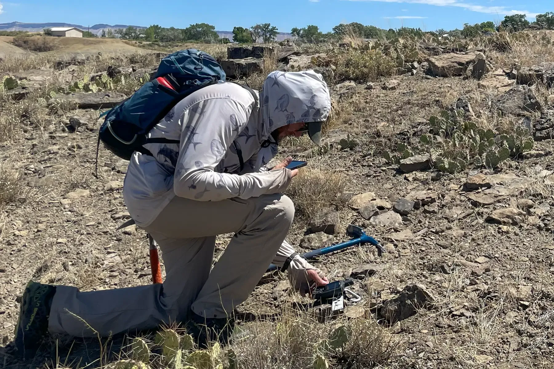 Geologist performing field work