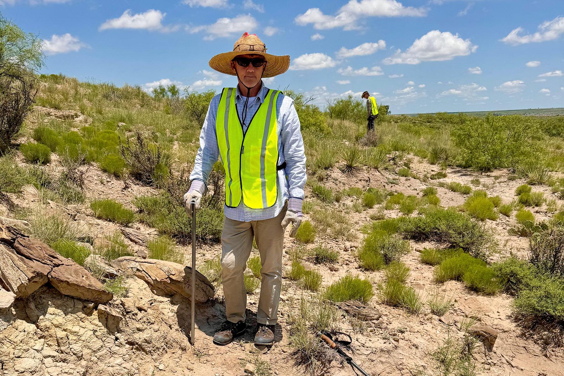 Josh examines a significant plant fossil locality within the Upper Triassic Trujillo Formation.