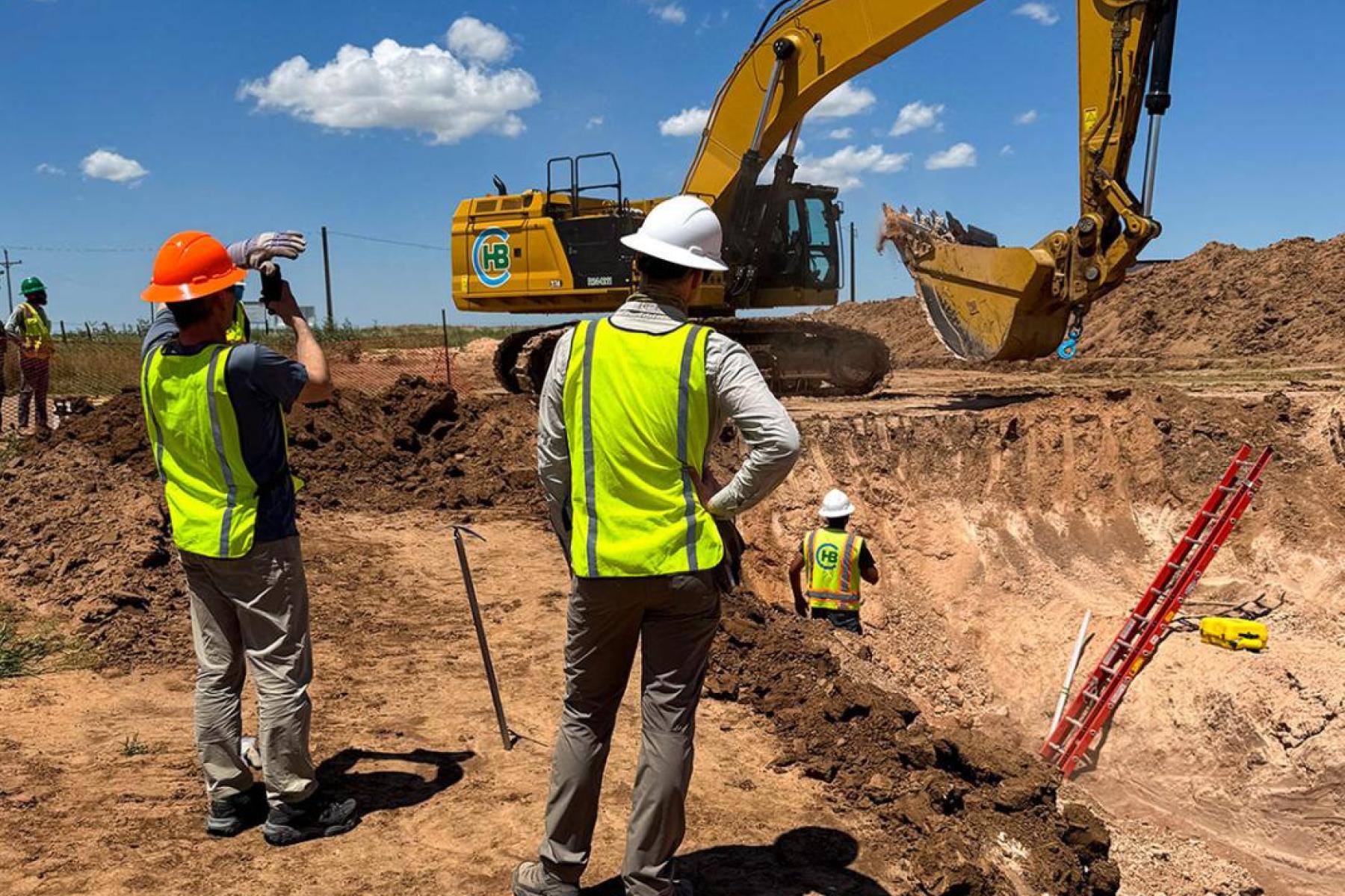Ongoing construction monitoring by Josh and Charlie to document and protect paleontological resources.
